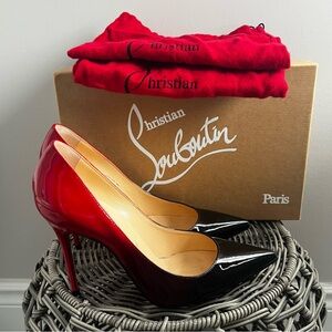 Christian Louboutin Red and Black Patent Heels